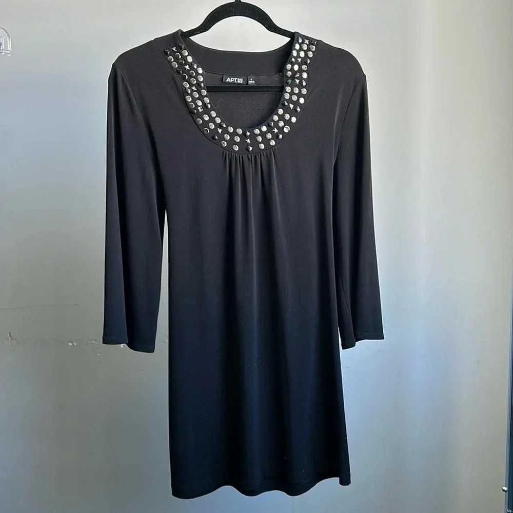Apt 9 Long Sleeve Black Dress | Embellished Dress | Bohemian